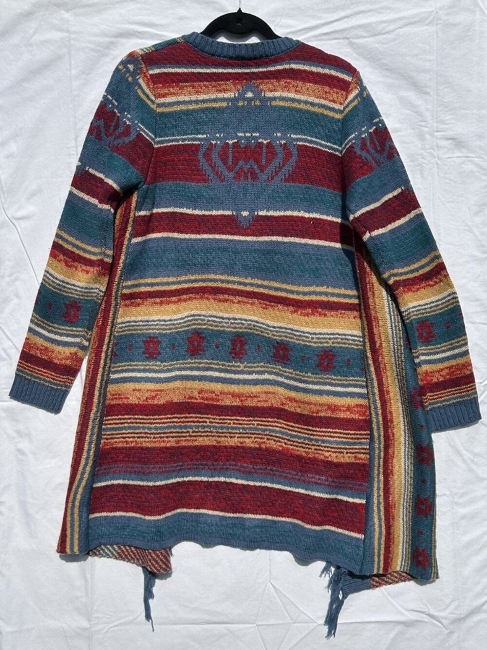 Aztec Wrangler Western Ranch Duster Long Open Cardigan Sweater Women's Medium - Picture 5 of 7